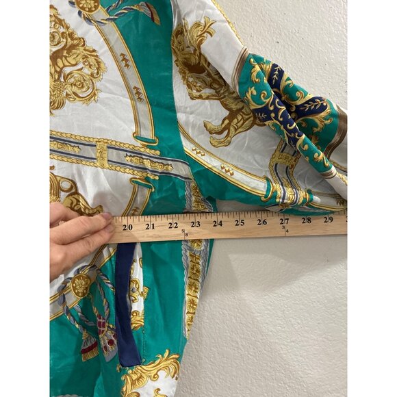 VINTAGE GREAT CAVALIAR Mens MULTI-COLOR TURQUOISE GREEK STYLE SILK JACKET SZ S - Picture 5 of 7